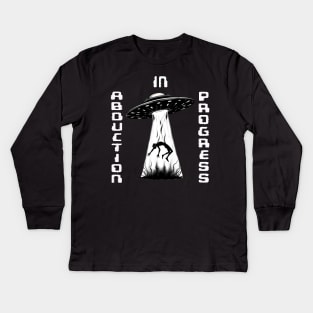 Alien UFO Abduction Silhouette Kids Long Sleeve T-Shirt